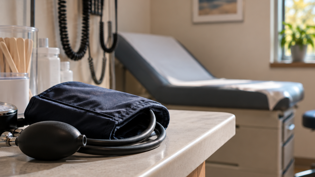 Blood pressure cuff in exam room